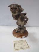 A LIMITED EDITION WILDLIFE SCULPTURE OF MOUNTAIN LIONS ENTITLED 'INTRUSION' BY RANDY READING OF MILL
