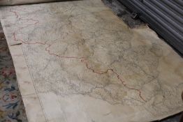 A LARGE UNFRAMED VINTAGE CANVAS MAP OF THE NORTH WEST OF ENGLAND / SOUTHERN SCOTLAND A/F