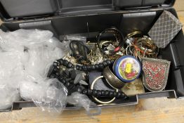 A TOOLBOX CONTAINING A LARGE QUANTITY OF COSTUME JEWELLERY