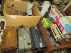 A QUANTITY OF VINTAGE AND MODERN ELECTRICALS ETC. TO INCLUDE PROJECTORS, DIGITAL CAMERAS, INDUSTRIAL