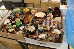 A LARGE QUANTITY OF ASSORTED CHARACTER AND TOBY JUGS TO INCLUDE ROYAL DOULTON EXAMPLES 'ARRIET, ETC.