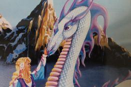 A MODERN SIGNED LIMITED EDITION DRAGON PRINT ENTITLES 'FIRE & LACE' BY DELIGHT PRESCOTT TOGETHER