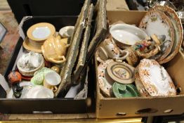 TWO TRAYS OF ASSORTED CHINA AND CERAMICS TO INCLUDE W ADAMS AND SONS DINNERWARE, ROYAL ALBERT CUP