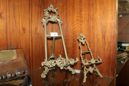 TWO VINTAGE BRASS DESKTOP PICTURE EASELS