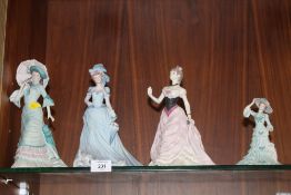 FOUR COALPORT MATTE FINISH LADY FIGURES