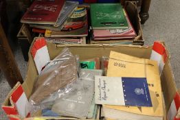TWO BOXES OF MOTORING RELATED. WORKSHOP MANUAL, HAYNES MANUALS AND MOTORSPORT MAGAZINES ETC