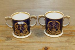 TWO LIMITED EDITION SPODE LARGE COMMEMORATIVE LOVING CUPS