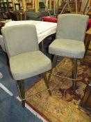 TWO MODERN SWIVEL KITCHEN STOOLS (ONE LOWER)