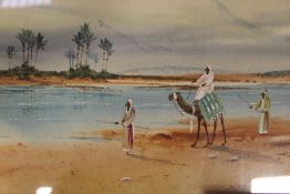 A PAIR OF FRAMED AND GLAZED MIDDLE EASTERN WATERCOLOURS SIGNED H.S.LYNTON LOWER LEFT - h 25 CM W