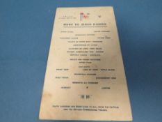 A NEW ZEALAND SHIPPING COMPANY 1942 MENU WITH AUTOGRAPHS