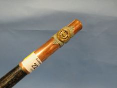 A CHESHIRE REGIMENT SWAGGER STICK / WALKING CANE