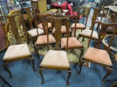 A MIXED SET OF TEN MAHOGANY AND OAK DINING CHAIRS WITH DROP- IN SEATS (10)