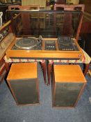 A RETRO DYNATRON STEREO DECK WITH GARRARD 35SB TURNTABLE AND SPEAKERS