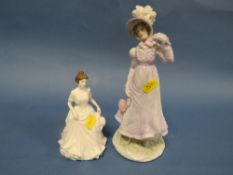 A ROYAL WORCESTER 'THE REGENCY' FIGURINE TOGETHER WITH ROYAL DOULTON 'HARMONY' (2)