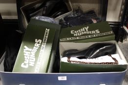 TWO VINTAGE SUITCASES PLUS A SELECTION OF APPROXIMATELY 10 'RELIANT' SIZE 16 GENTS SHIRTS, VARIOUS