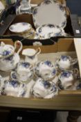 TWO TRAYS OF ROYAL ALBERT MOONLIGHT ROSE PATTERN TEA AND DINNERWARE COMPRISING APPROXIMATELY AN