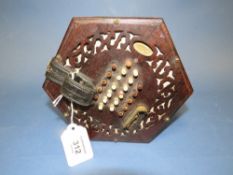 A 19TH CENTURY LOUIS LACHENAL OF LONDON 48 KEY CONCERTINA