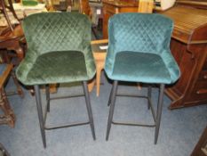 A MODERN HARLEQUIN PAIR OF UPHOLSTERED STOOLS (2)