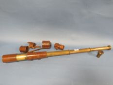 A LEATHER CASED FOUR DRAW MILITARY TELESCOPE STAMPED H.C.R. & SON LIMITED