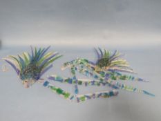 AN UNUSUAL HANGING STUDIO GLASS FISH ORNAMENTAL DISPLAY