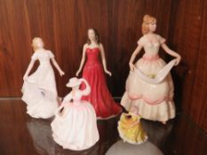 A COLLECTION OF FIVE ROYAL DOULTON FIGURINES INCLUDING GARNET, NICOLE, FRIENDSHIP, BUTTERCUP AND