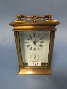 A 20TH CENTURY BRASS CASED DUTCH REPEATER CARRIAGE CLOCK