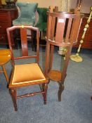 A MAHOGANY JARDINAIRE AND A BEDROOM CHAIR (2)