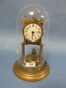 A DOMED BRASS MANTEL CLOCK - A/F