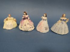 FOUR MINIATURE COALPORT FIGURINES