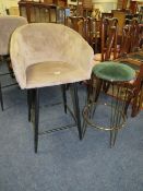 A MODERN UPHOLSTERED KITCHEN STOOL AND A MODERN RETRO STOOL (2)