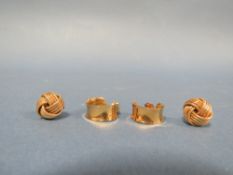 TWO PAIRS OF YELLOW METAL EARRINGS