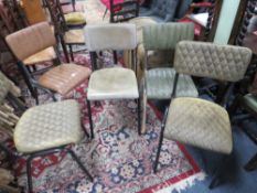 A MIXED SET OF FIVE LEATHER DINING CHAIRS