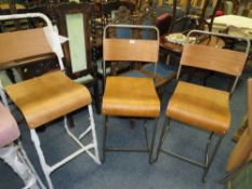 THREE ASSORTED INDUSTRIAL STYLE STOOLS