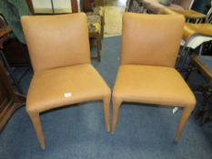 A PAIR OF MODERN BROWN SUEDE EFFECT CHAIRS