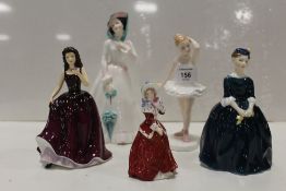 FIVE ROYAL DOULTON FIGURINES TO INCLUDE LITTLE BALLERINA HN3395, JULIA HN2706 - 2ND QUALITY AND