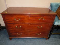 A LARGE 19TH CENTURY MAHOGANY THREE DRAWER CHEST W-130 CM