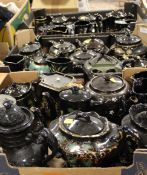 THREE TRAYS OF ASSORTED JACKFIELD VINTAGE TEAPOTS AND JUGS ETC