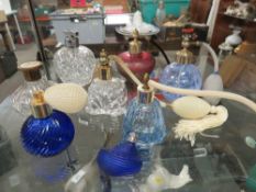 A COLLECTION OF ASSORTED GLASS SCENT BOTTLES TO INCLUDE A ROYAL BRIERLEY LUSTRE EXAMPLE (8)