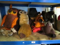 A SELECTION OF HAND MADE PLUSH TOYS