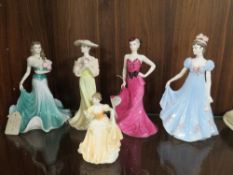 A COLLECTION OF FIVE COALPORT FIGURINES TO INCLUDE SOPHISTICATED LADY, PENELOPE ANN, MARGARET,