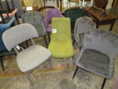 A MIXED SET OF SEVEN UPHOLSTERED DINING CHAIRS