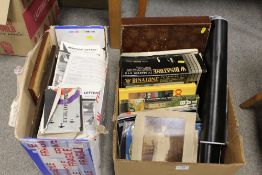 TWO BOXES OF ASSORTED EPHEMERA ETC TO INCLUDE A COLLECTION OF 'AVIATION LETTER', A VINTAGE