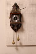 A LATE 20TH CENTURY DUTCH ZANDAAM WALLCLOCK WITH TWO BRASS WEIGHTS