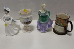A ROYAL DOULTON MARGARET FIGURE HN2397 TOGETHER WITH A BESWICK LIMITED EDITION YULE MUG, ETC (4)