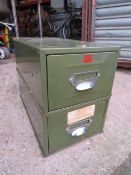 A TWO DRAWER STEEL INDEX FILING CABINET