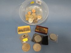 A TUB ASSORTED VINTAGE COINAGE TO INCLUDE A 1799 EXAMPLE, TROY OUNCE COIN ETC