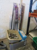 A QUANTITY OF KITCHEN DOOR HINGES, BOXED DOOR CLOSURES. LETTER BOXES AND DRAUGHT SEALS ETC