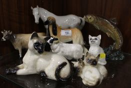 A COLLECTION OF BESWICK AND ROYAL DOULTON ANIMAL FIGURES TO INCLUDE BESWICK TROUT 1032 (7)