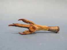 AN ANTIQUE SCOTTISH SILVER MOUNTED CLAW BROOCH