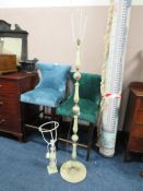 AN ONYX STANDARD LAMP AND A TABLE LAMP (2)